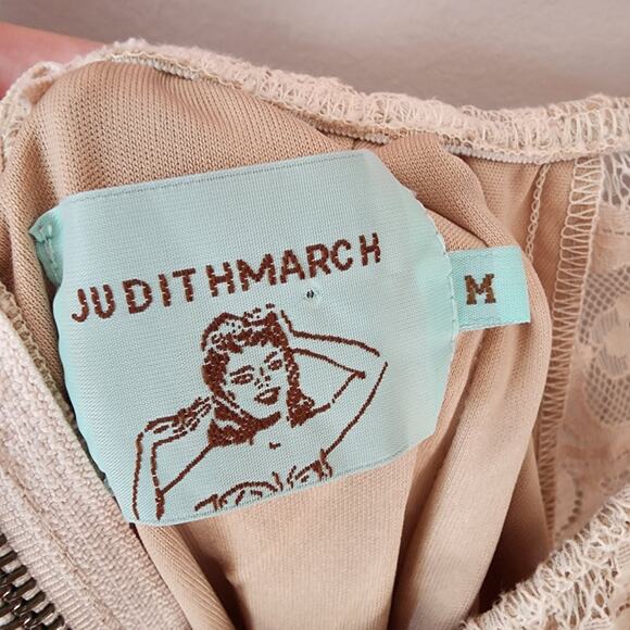 Boho Lace Neutral Western Judith March Bell Sleeve Mini Dress Medium - Picture 6 of 10